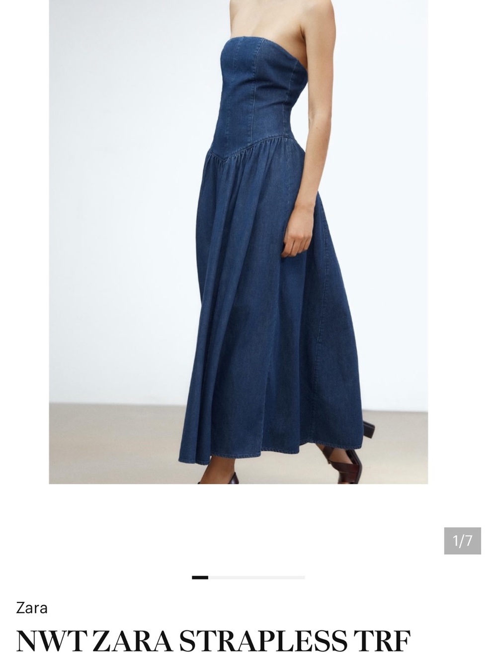 Zara Strapless Denim dress - Dark Blue XS